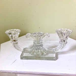 Glass crystal candle stick holder glass 2 candle holder