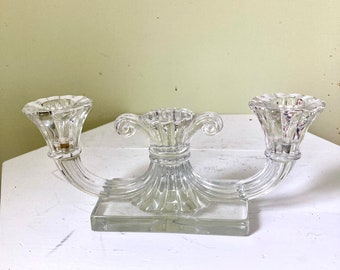 Glass crystal candle stick holder glass 2 candle holder