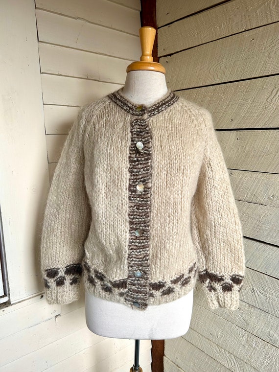 Vintage mohair cardigan sweater Italy 60s natural… - image 1