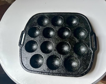 Żeliwna japońska patelnia do takoyaki, patelnia aebleskiver, patelnia do duńskiego ciasta jabłkowego, duńskie naleśniki