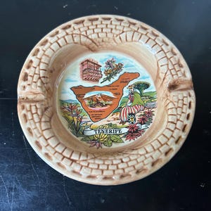 Keramik Aschenbecher Schmuckstück Teller Teller Teneriffa Spanien Kanaren Vintage Aschenbecher