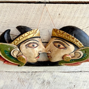 Hand carved wood sculpture - made in Bali - wall hanging sculpture man woman