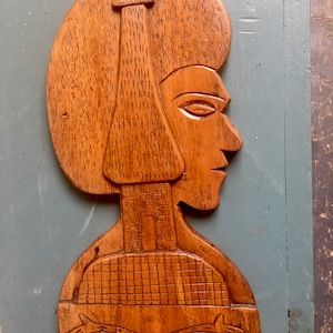 Wood Plaque wall relief sculpture - African - hand carved - wall hanging -art
