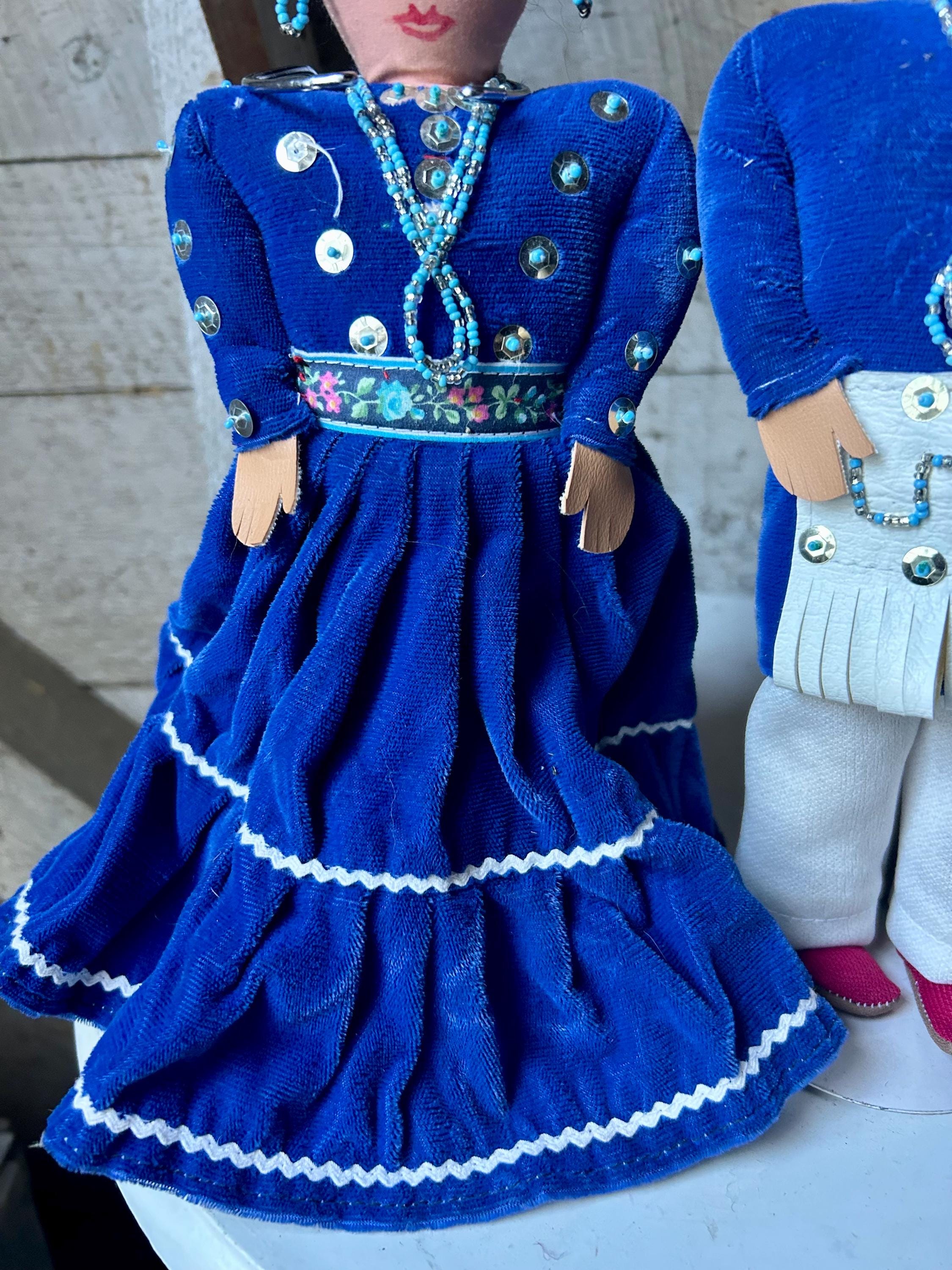 Vintage Pair of Navajo Folk Art Cloth Dolls - Man Woman Handmade Ethnic ...