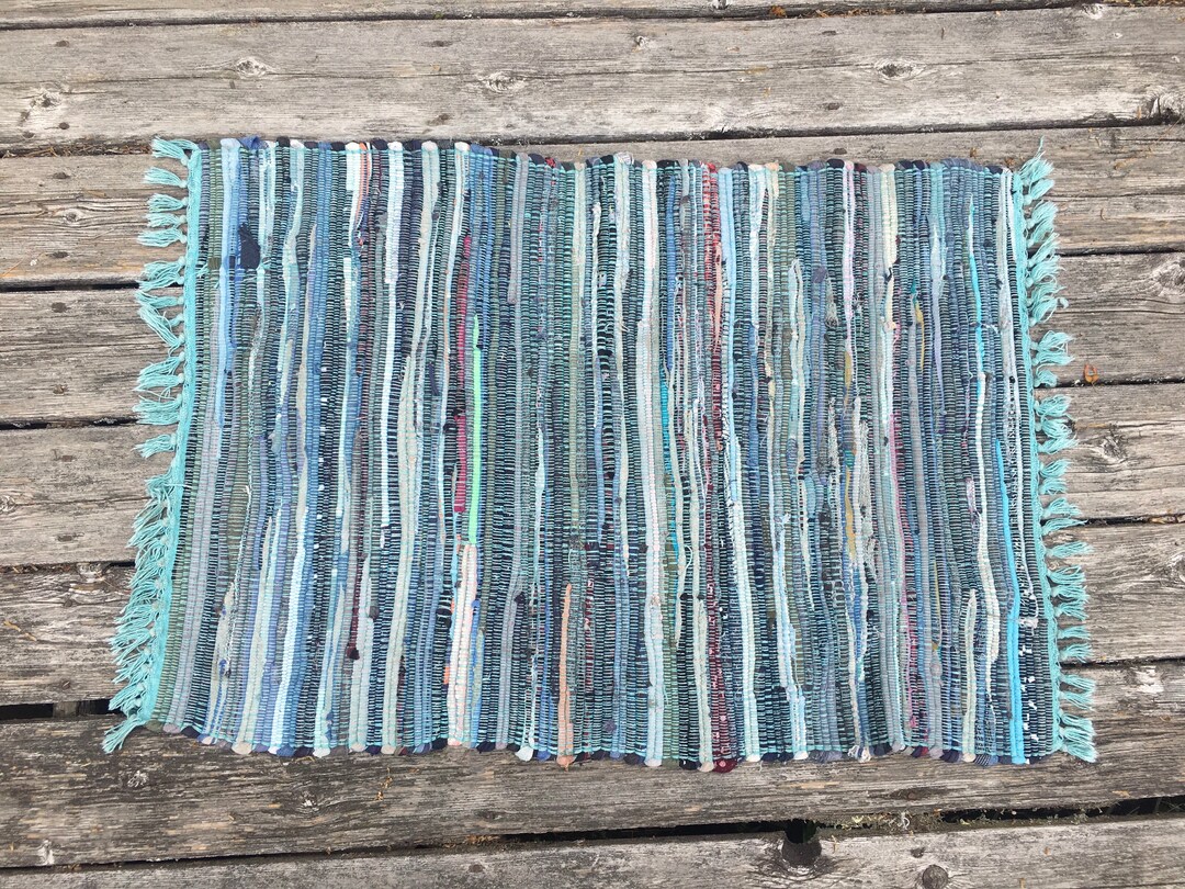 Handmade Rag Rug Farmhouse Woven Rustic Blue Cottage - Etsy