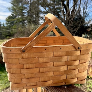 Garden basket - split wood - 2 handles - large basket - farmhouse - rustic - handmade - Basketville Putney Vermont picnic basket