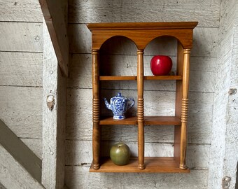 Farmhouse small wood wall 4 shelf unit country kitchen storage  handmade curved edge rustic farmhouse shelves spice rack