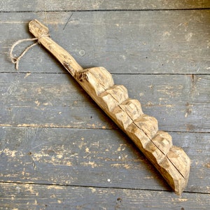 African wood washing stick primitive wall hanging tribal ethnic handmade carved