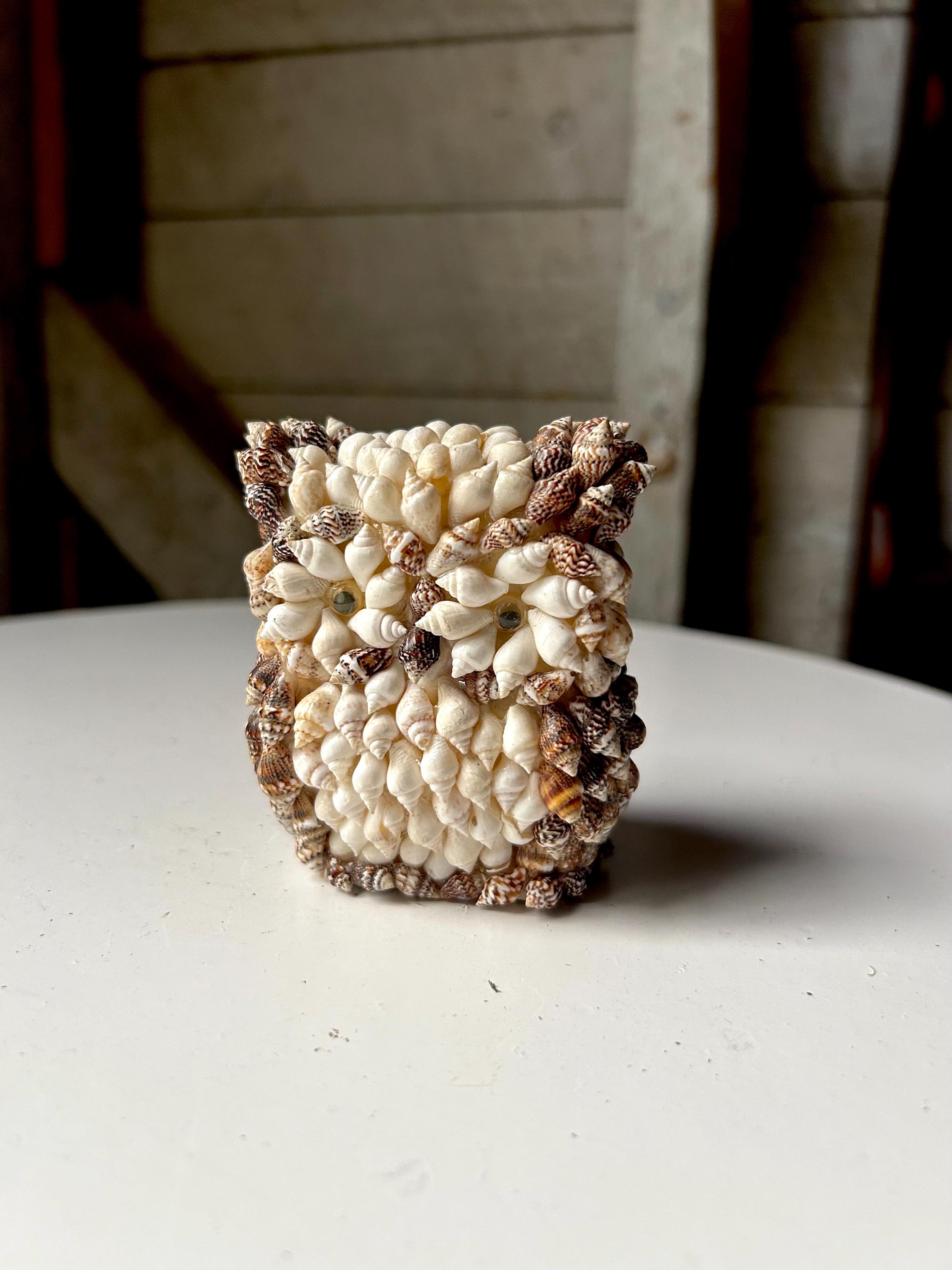 Owl sea shells tiny conch shells owl figurine