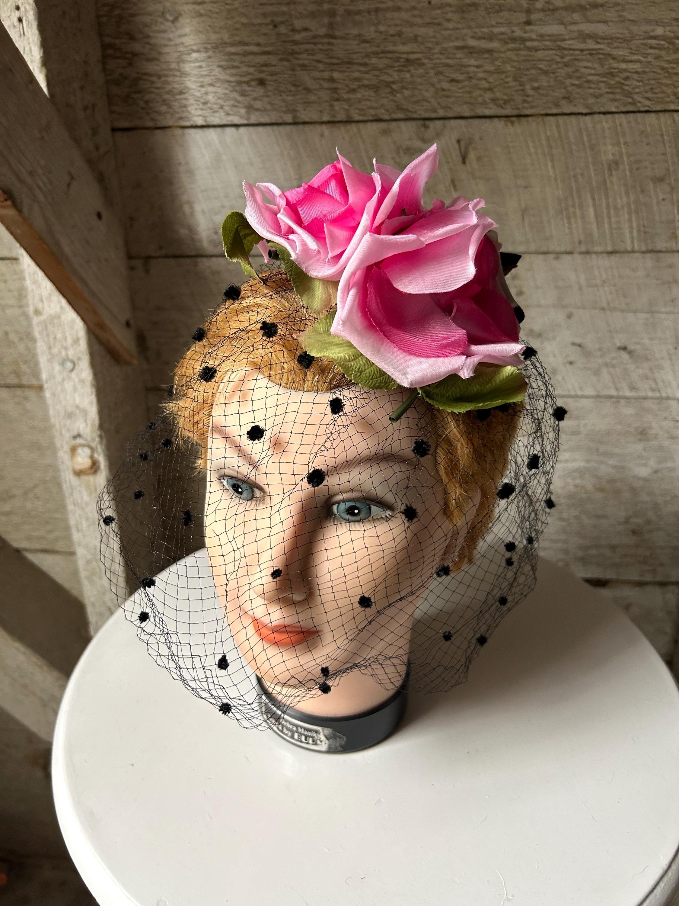 Vintage 50s Patrice Floral Ring Hat Pink Silk Flowers Fascinator 1950s Pink Floral Fascinator - Etsy main image 3