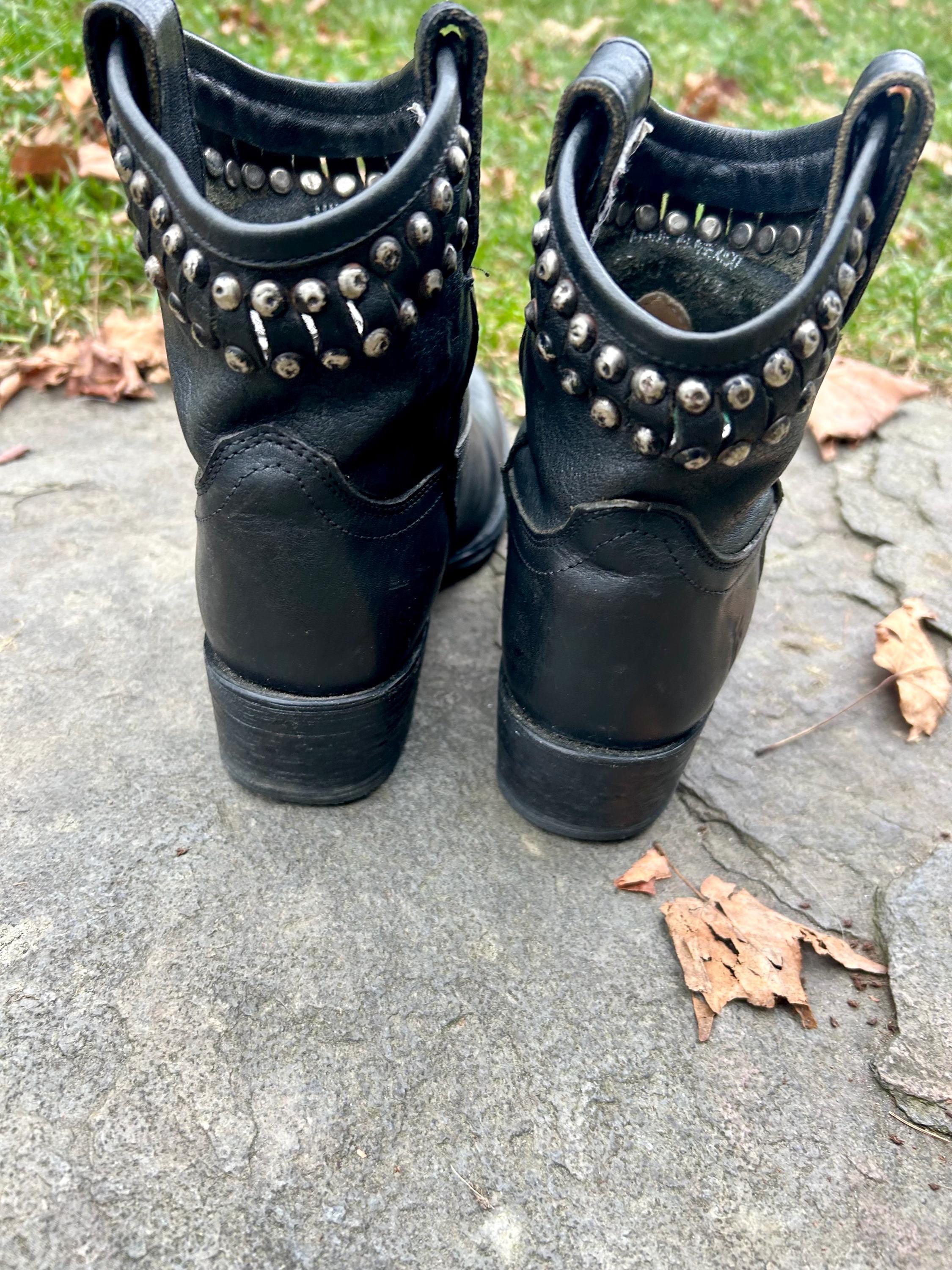 FRYE AND CO. Black Leather Ankle Boots with Stud Accents FRYE Size 11 Black Leather Distressed Studded Ankle Boots  main image 3