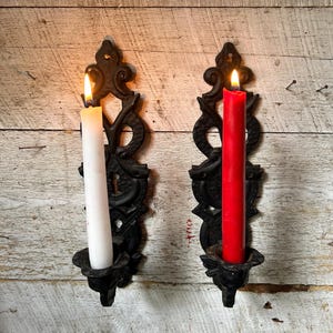 Wrought iron candle holders farmhouse 2 wall candle  holders  rustic primitive