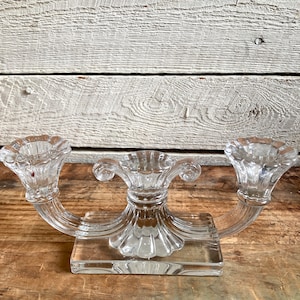 Glass crystal candle stick holder glass 2 candle holder