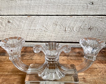 Glass crystal candle stick holder glass 2 candle holder