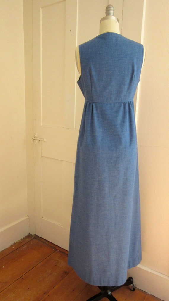 1970s Blue Jumper - Maxi Dress - Heather Weave Fa… - image 5