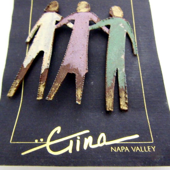 Metal Brooch - Hand Painted - Gina Designs of Nap… - image 3