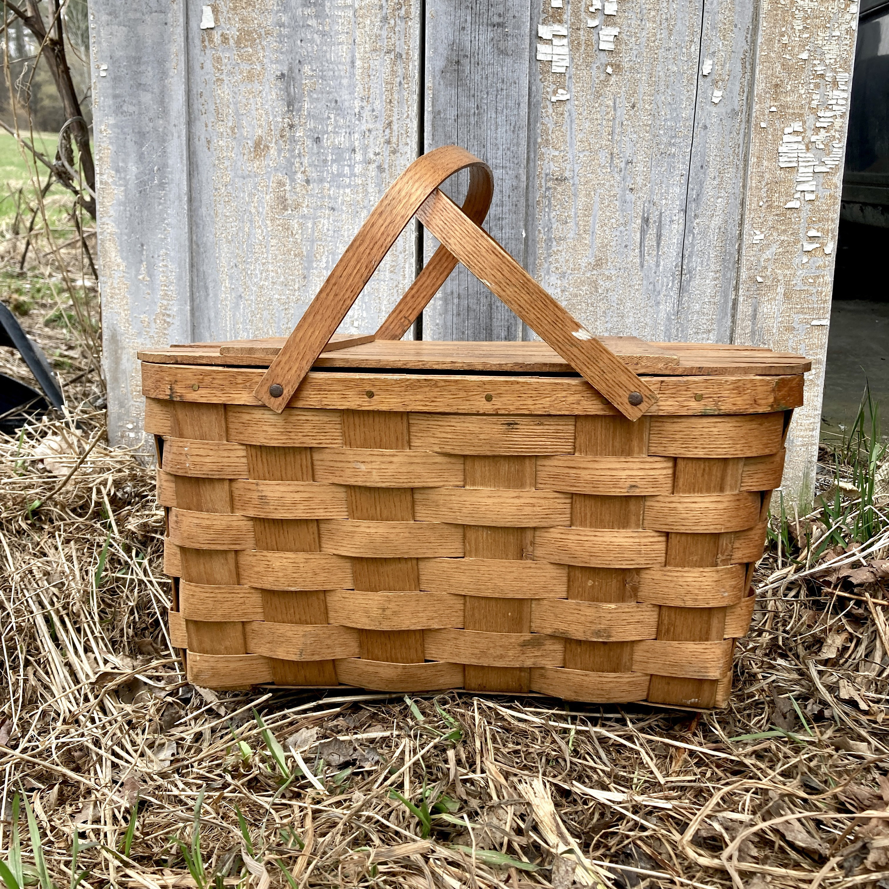 その他 vintage wood picnic basket Vintage Wooden Picnic Basket - Heirloomed