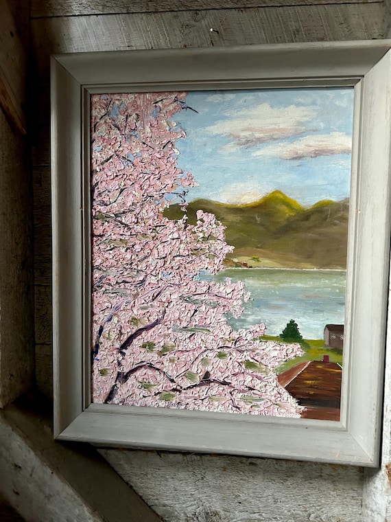 S. Yang 風景画 油彩画 木製フレーム 風景油絵 木製フレーム S. Yang