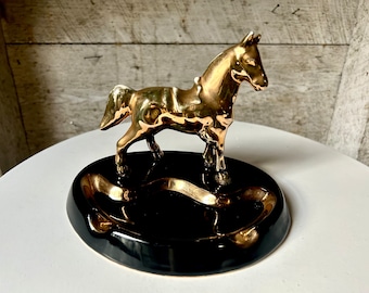 Vintage 1940s Dappled Horse Ashtray Japan Mid-century Relief