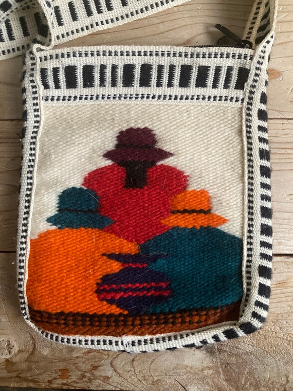 Ethnic wool pouch - hippie - boho - handmade - ha… - image 3