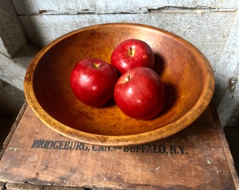 Vintage wooden bowl farmhouse handmade - primitive - dough bowl - salad bowl