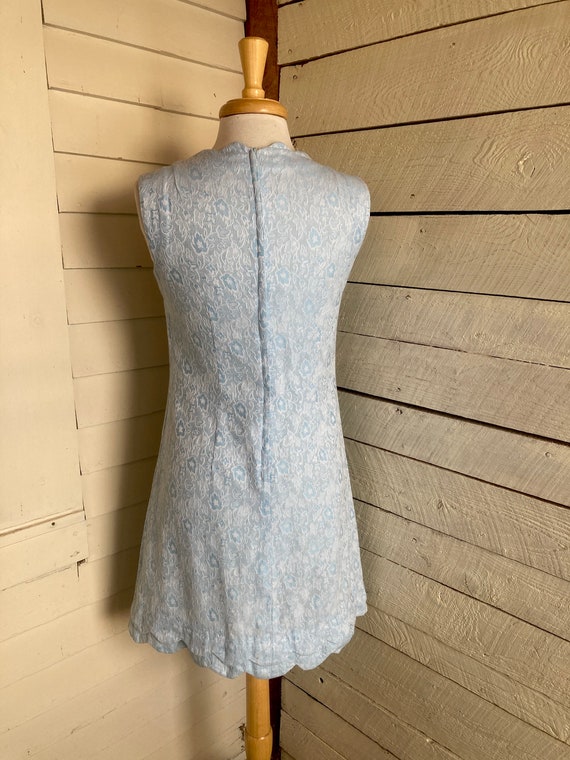 70s light blue sleeveless polyester knit dress sl… - image 7