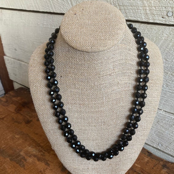 Black Austrian crystal faceted bead double neckla… - image 5