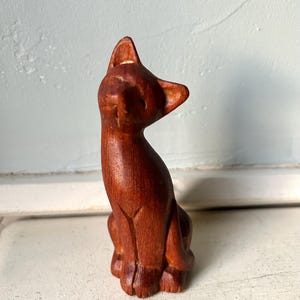 Wood cat hand carved handmade cat folk art cat sculpture figurine