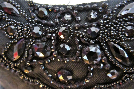 Silk Little Black Dress - Black Beads - Empire Wa… - image 5