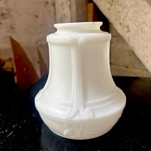 Antique milk glass shade for pendant lamp Edwardian white shade ornate