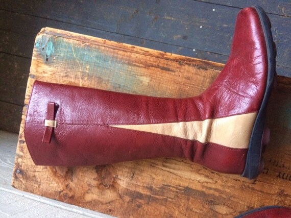 red leather boots low heel