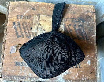 Antike kleine Geldbörse viktorianischen Edwardian Cord Ripsband mit Ripsband