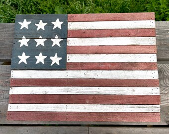 Wood USA flag stars and stripes handmade in Vermont wall decor 4th of July decor