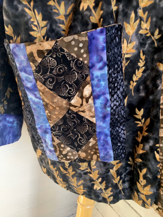 Patchwork reversible artsy cotton jacket - open j… - image 4