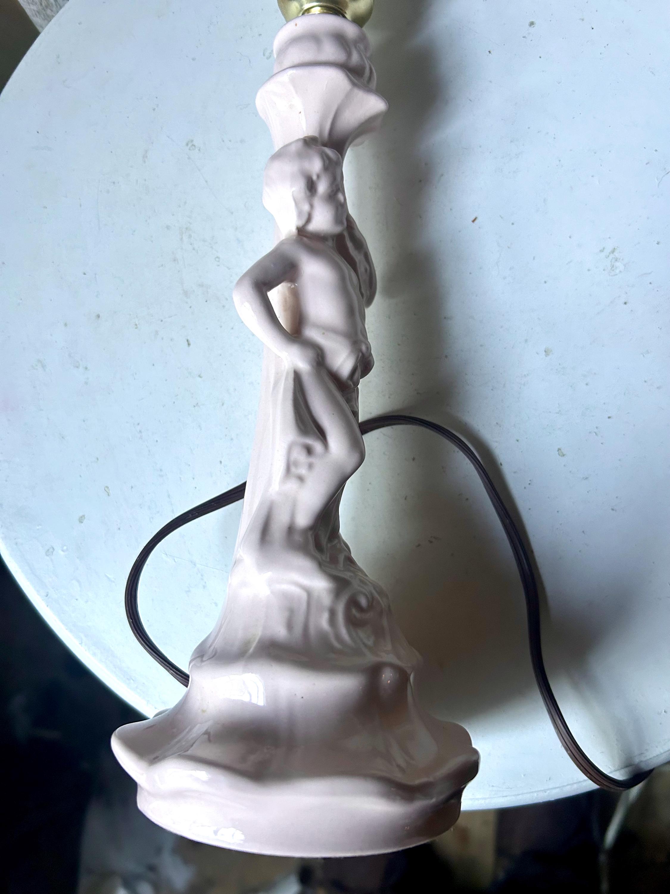 天使の置物ランプ - ピンクの私室ランプ - キッチュ - セラミック