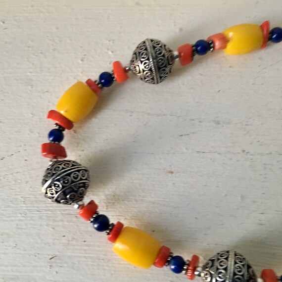 Ethnic yellow bead necklace - hippie necklace -bo… - image 7