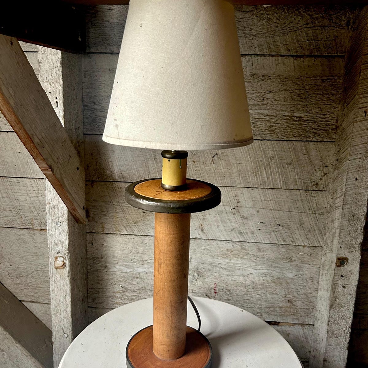 Wood Bobbin Spool Lamp Farmhouse Vintage Primitive Rustic Style Large Table Lamp - Etsy