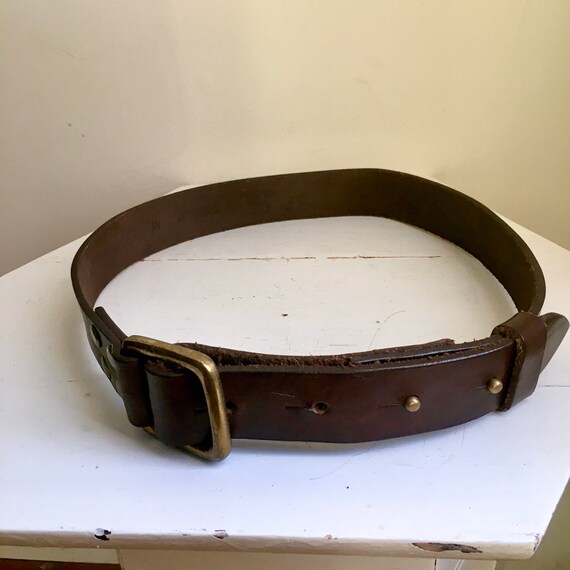 Brown leather belt - brass buckle - hippie - boho… - image 6