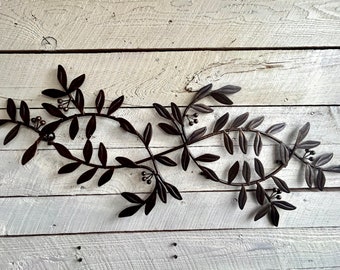 Metal leaves wall hanging brutalist style wall art large wall hanging iron brushed copper color