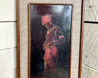 Vintage African Hammered Copper Folk Art Wall Plaque, Mask, Artist
