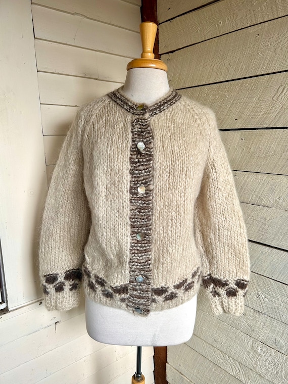 Vintage mohair cardigan sweater Italy 60s natural… - image 2