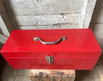 ツールボックス 金属製 赤 アンティーク調 ツールボックス 収納 工業用