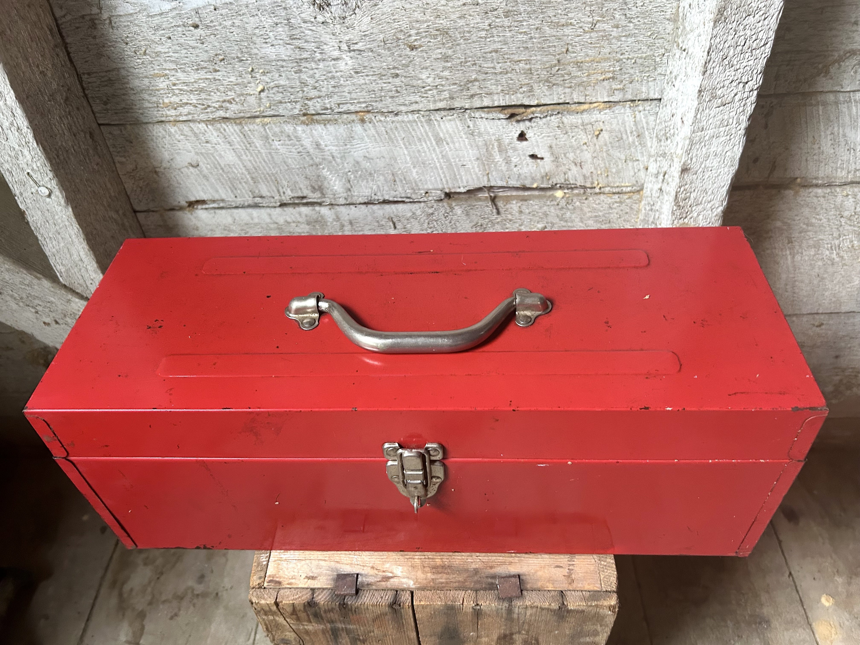 ツールボックス 金属製 赤 アンティーク調 ツールボックス 収納 工業用