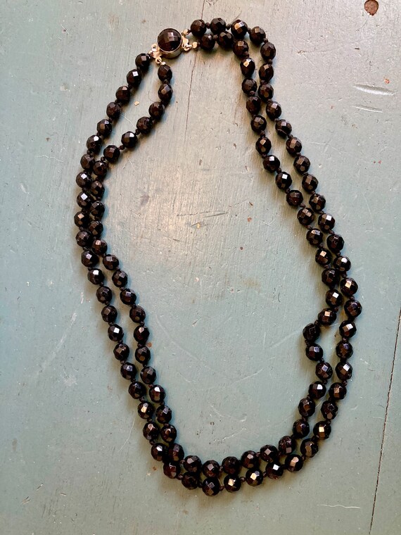 Black Austrian crystal faceted bead double neckla… - image 6