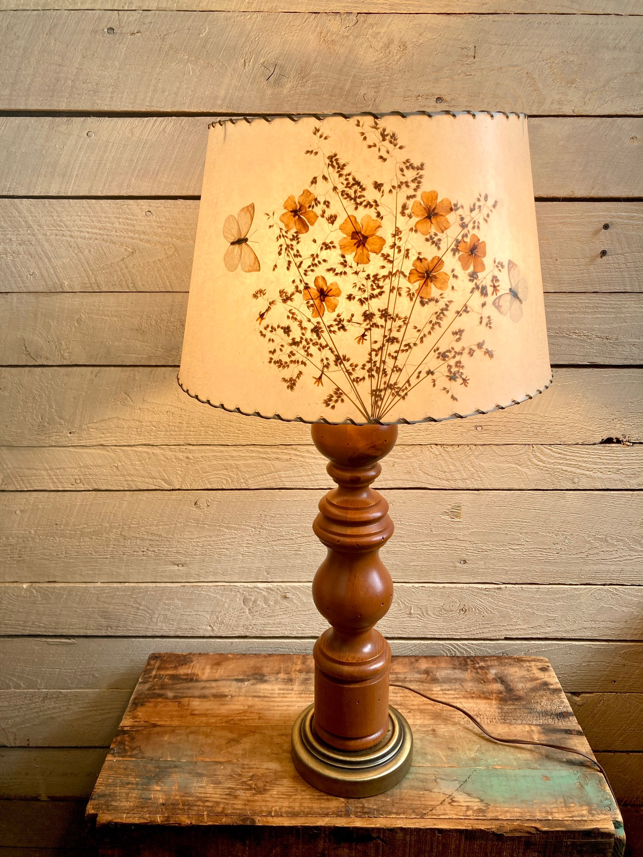50s 60s Large Wood Lamp - Rustic Decor - Handmade - 1950s - Hand