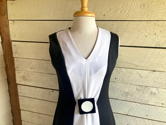 70s black white Maxi Dress - Prom dress Polyester… - image 2