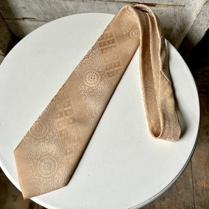 70s wide tie tan mens necktie mens satin design polyester