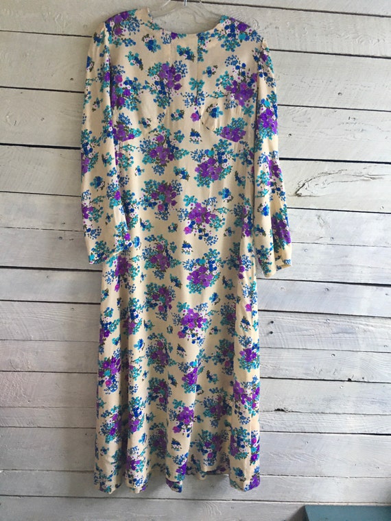 70s floral maxi dress - long sleeves - handmade -… - image 5