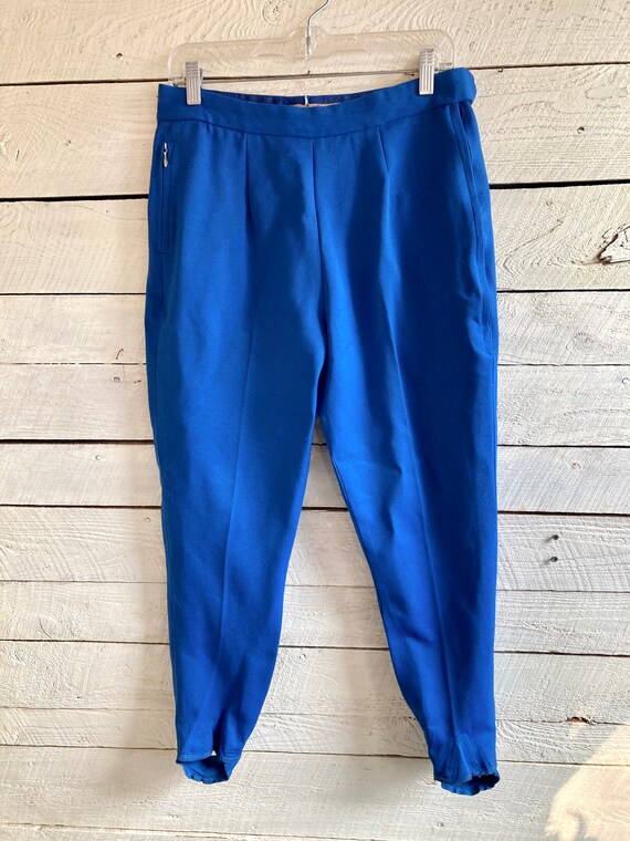60s Royal blue Stirrup Ski Pants Stretch High Waist S… - Gem