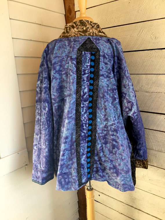 Patchwork reversible artsy cotton jacket - open j… - image 8